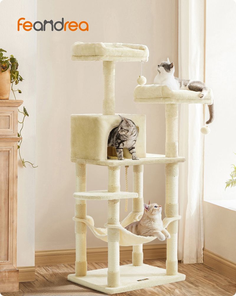 Twin Perch Cat Tree — Beige