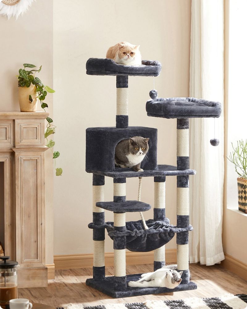 Twin Perch Cat Tree — Smoky Grey