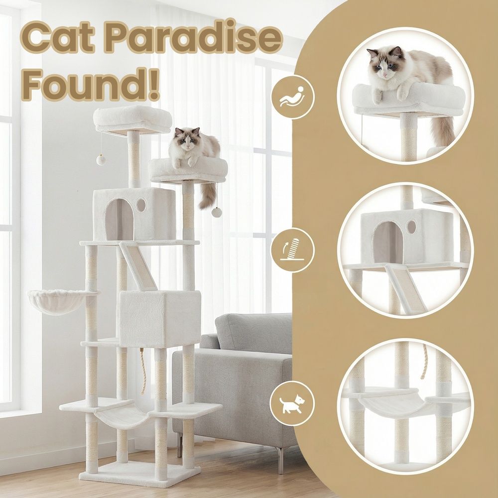 Grand Canopy Cat Tower — Cream White