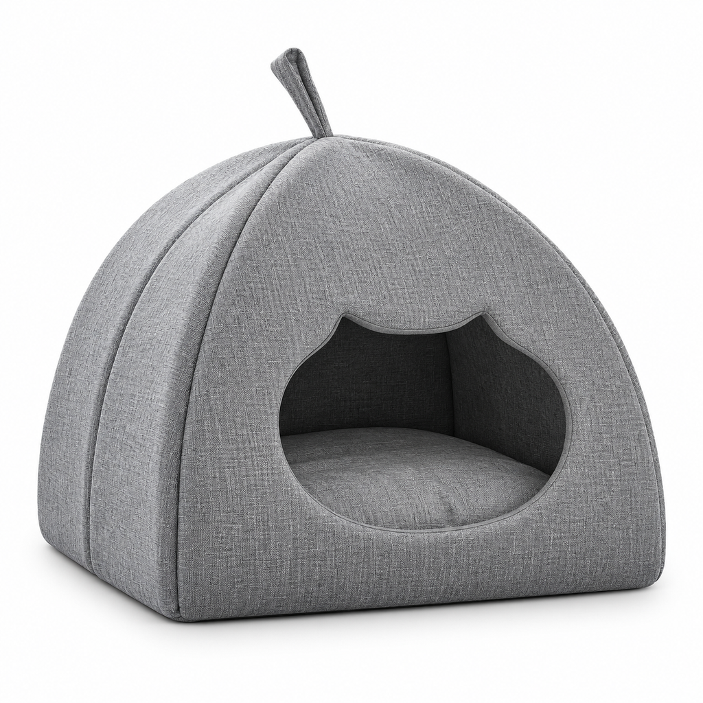 PawHut grey — cushion & teaser ball on a white background