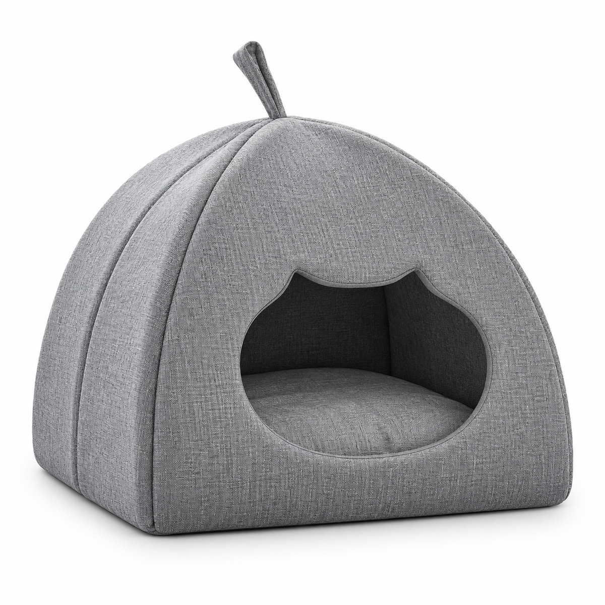 PawHut grey — cushion & teaser ball on a white background