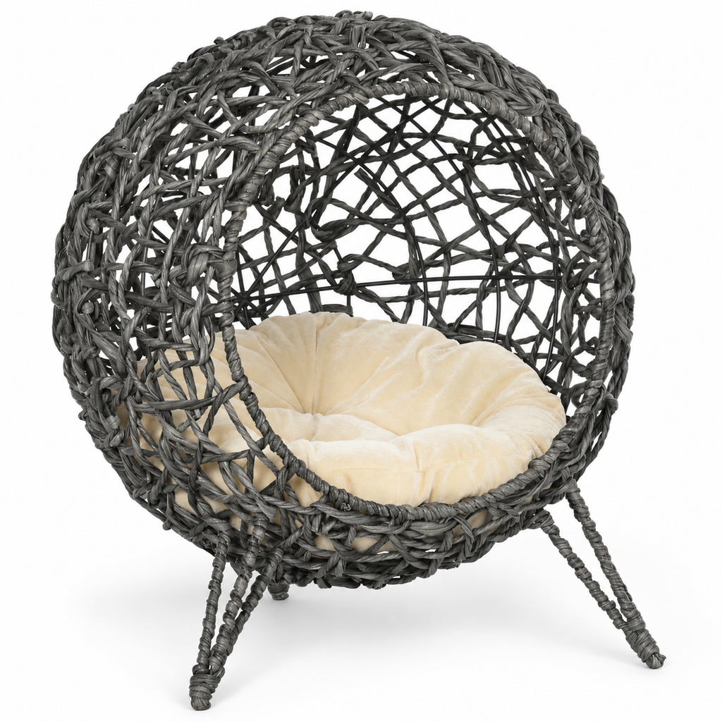 PawHut — silver & grey elevated rattan on a white background