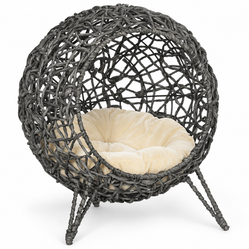 PawHut — silver & grey elevated rattan on a white background