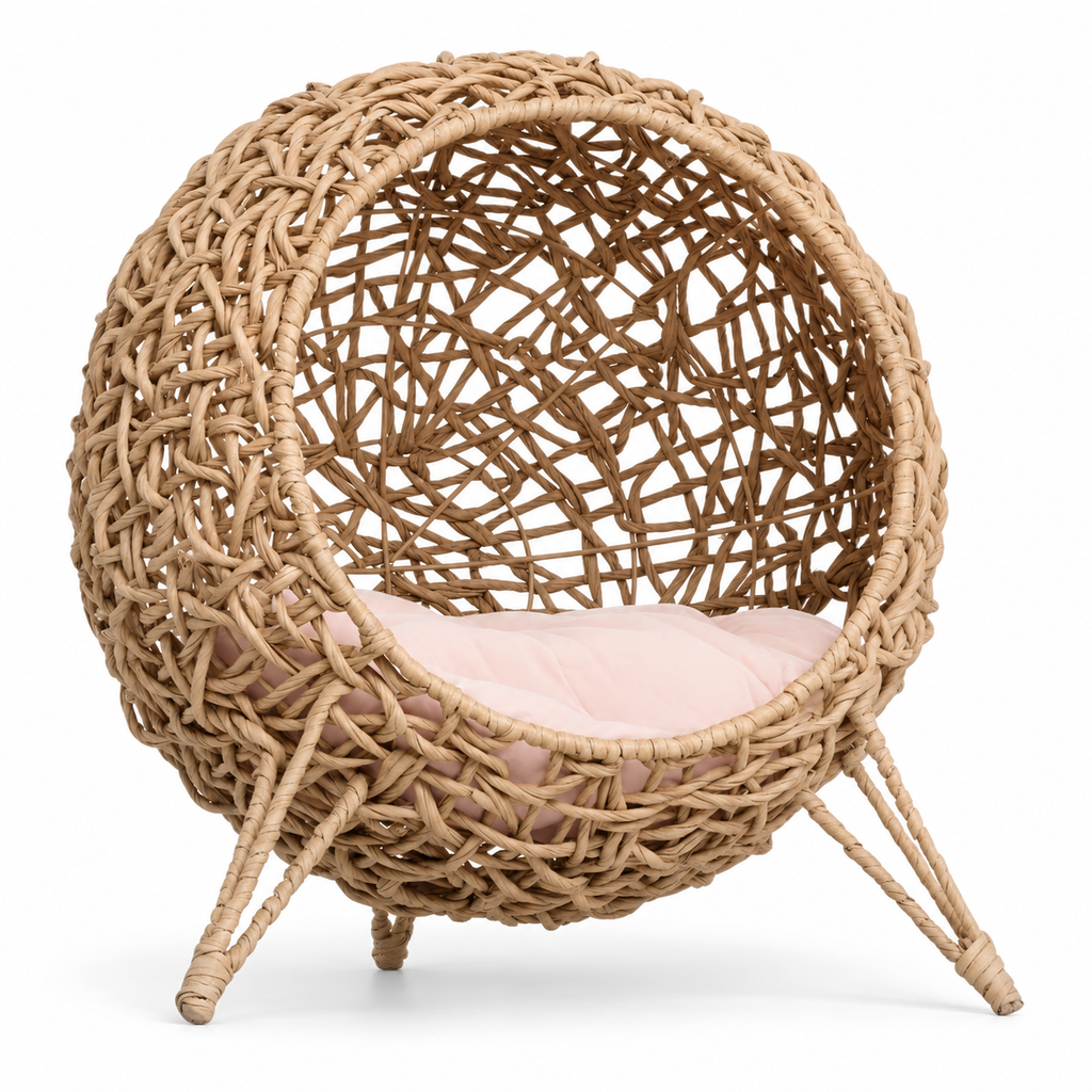 PawHut — natural elevated rattan on a white background