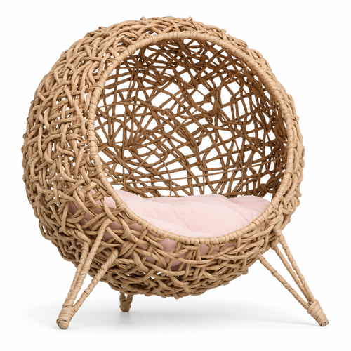 PawHut — natural elevated rattan on a white background