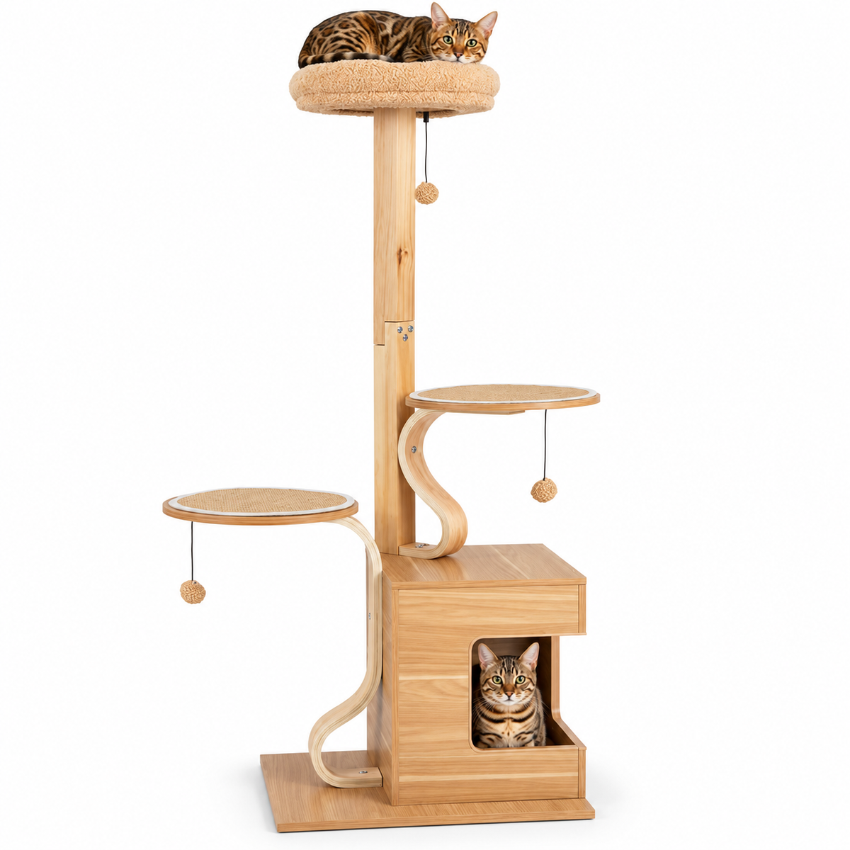 Little Leopards cat tree, workbook design 37, Bengal cats on white background