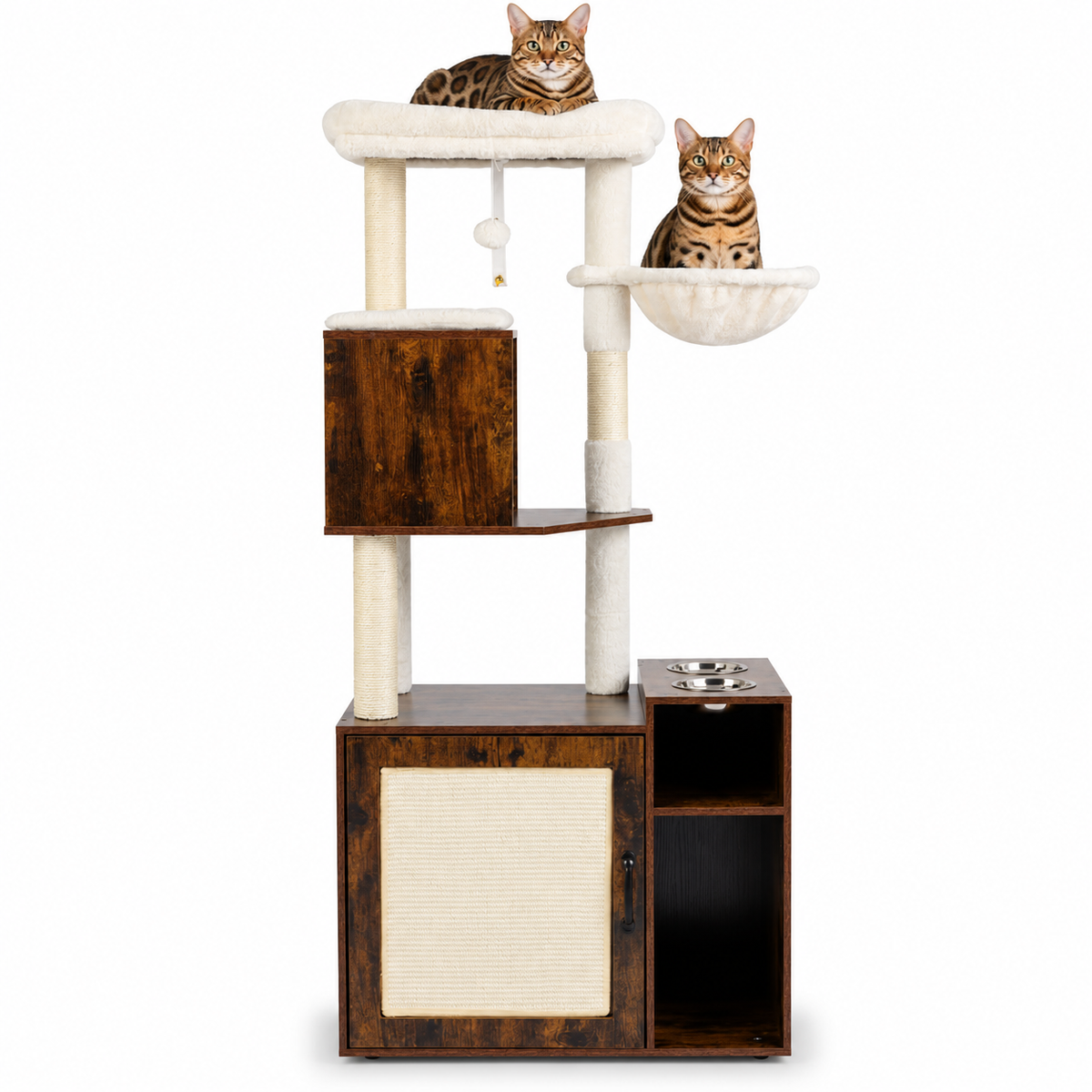 Little Leopards cat tree, workbook design 43, Bengal cats on white background