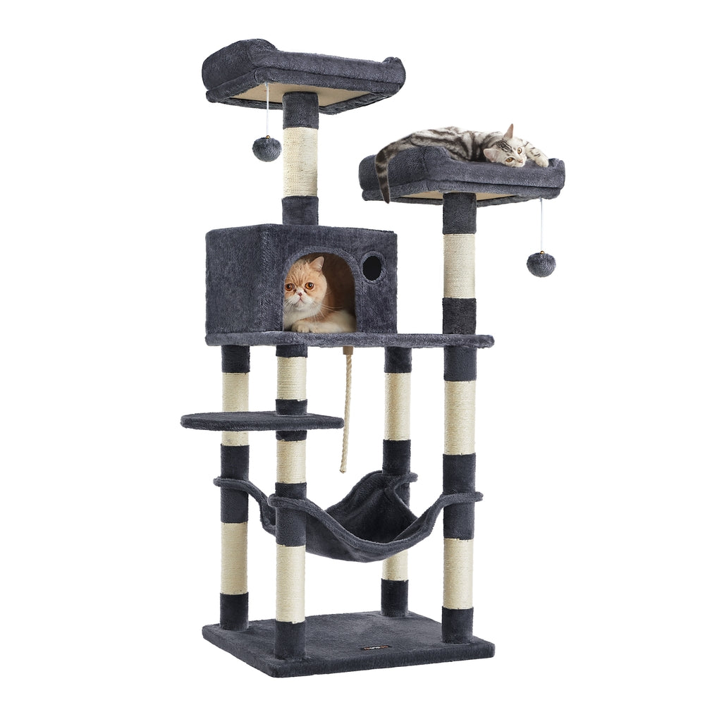 Twin Perch Cat Tree — Smoky Grey