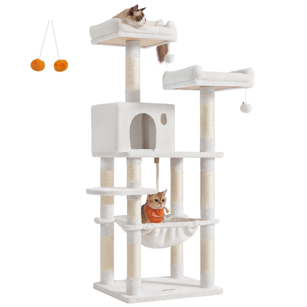 Twin Perch Cat Tree — Cream White