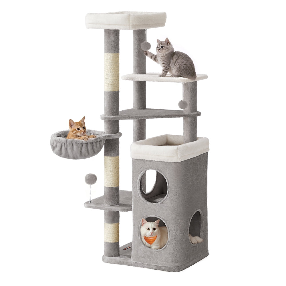 Twin Hideaway Cat Tower — Dove Grey