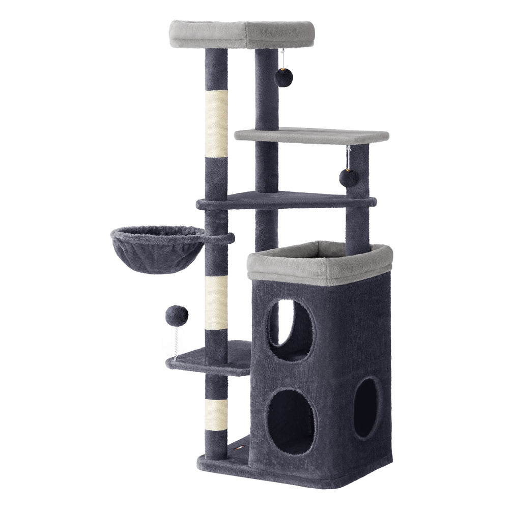 Twin Hideaway Cat Tower — Dark Grey