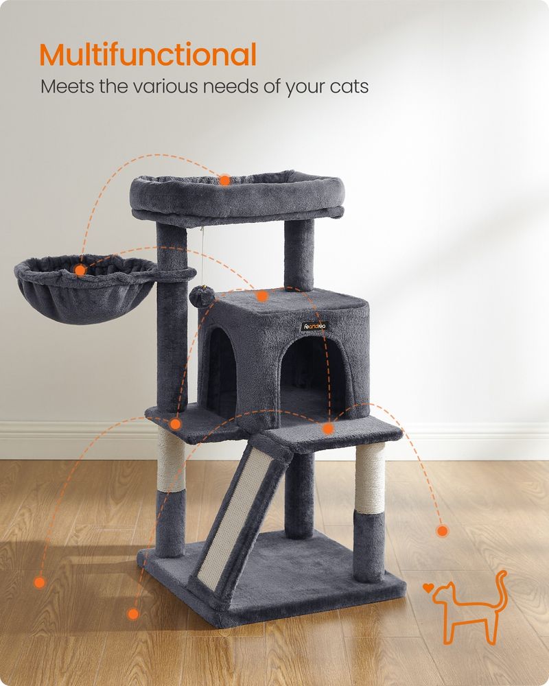 Gentle Steps Cat Tree — Smoky Grey
