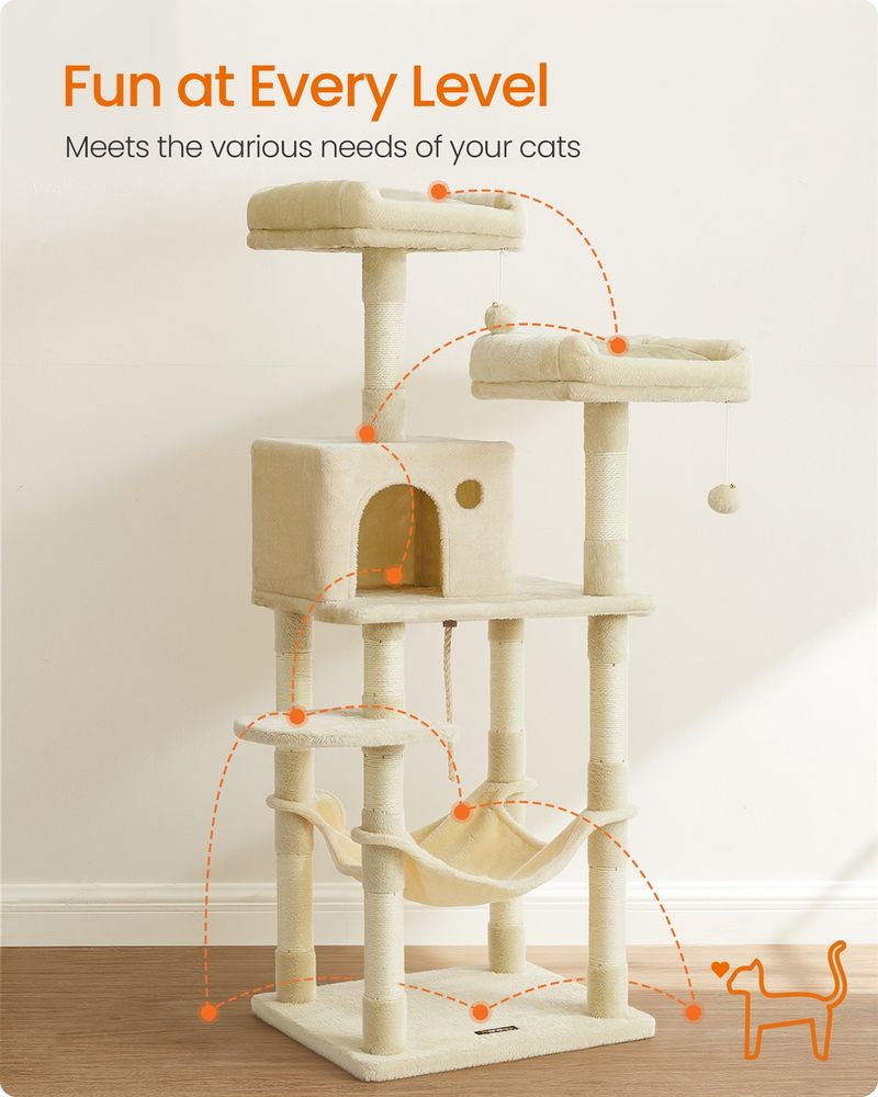 Twin Perch Cat Tree — Beige