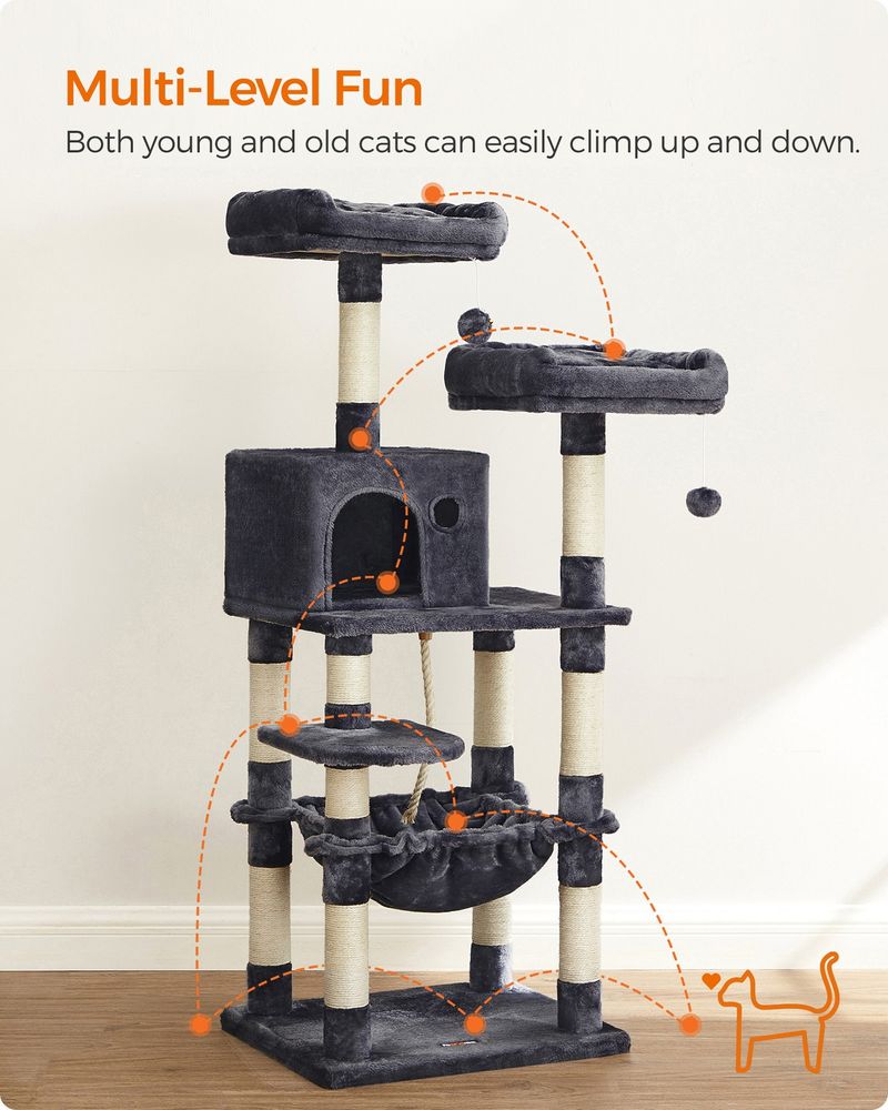 Twin Perch Cat Tree — Smoky Grey