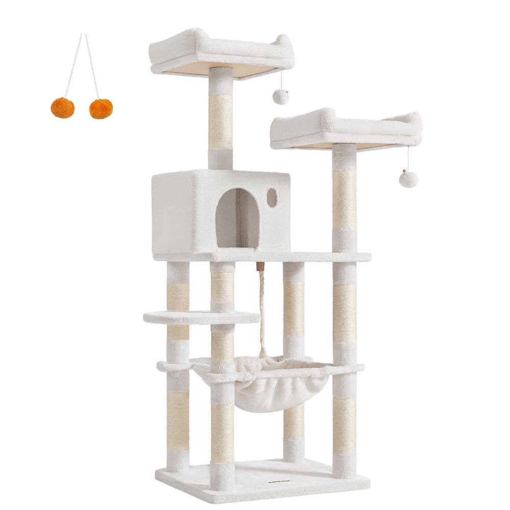Twin Perch Cat Tree — Cream White