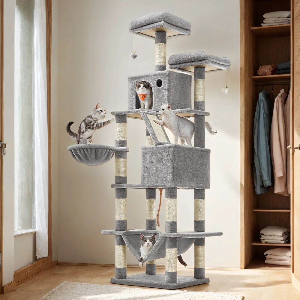 Grand Canopy Cat Tower — Light Grey