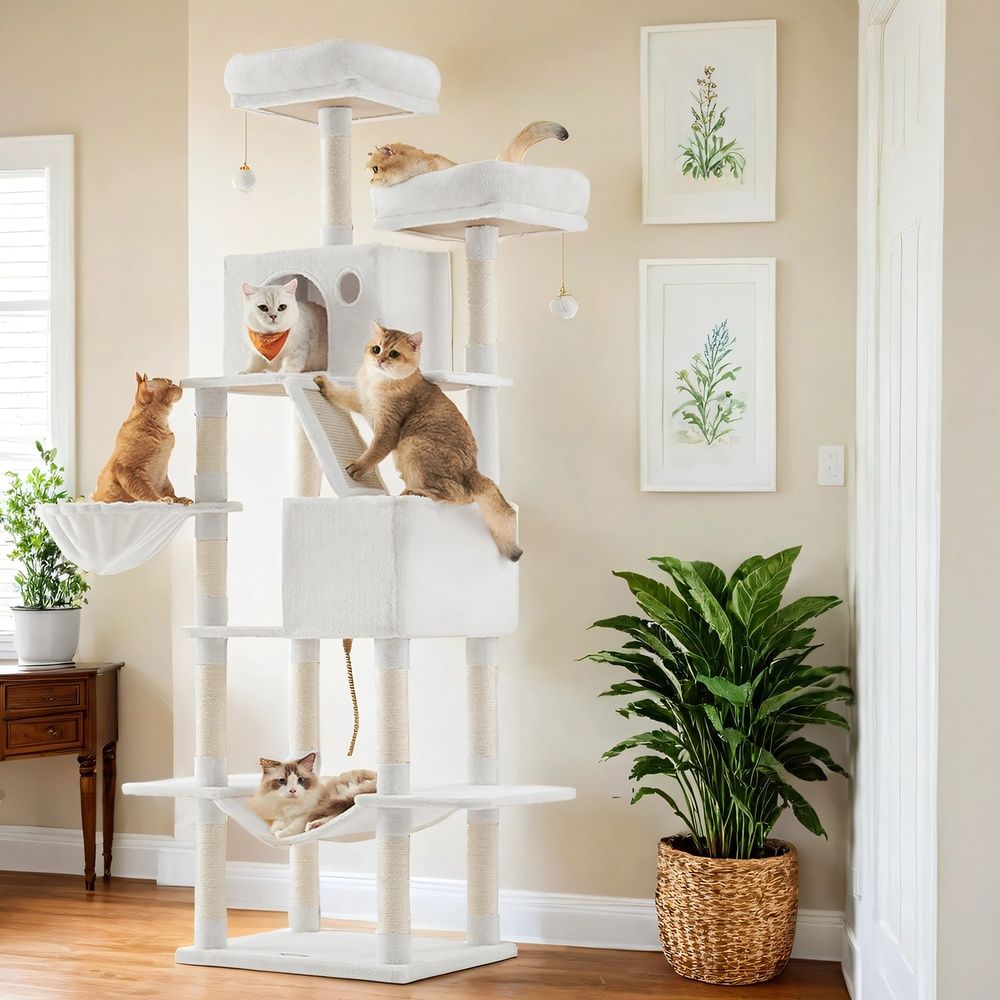Grand Canopy Cat Tower — Cream White