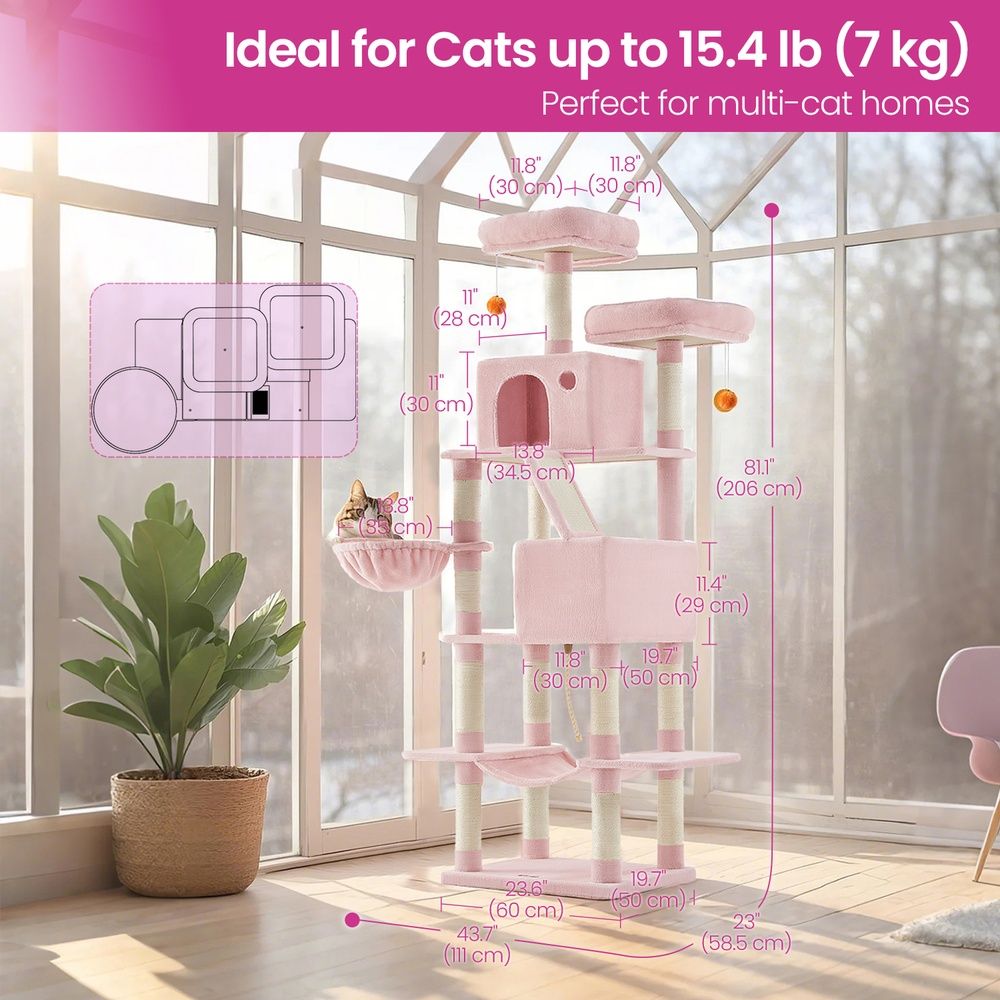 Grand Canopy Cat Tower — Jelly Pink