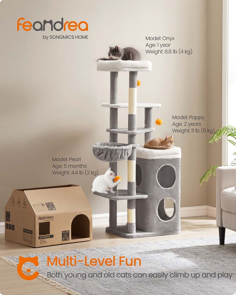 Twin Hideaway Cat Tower — Dove Grey