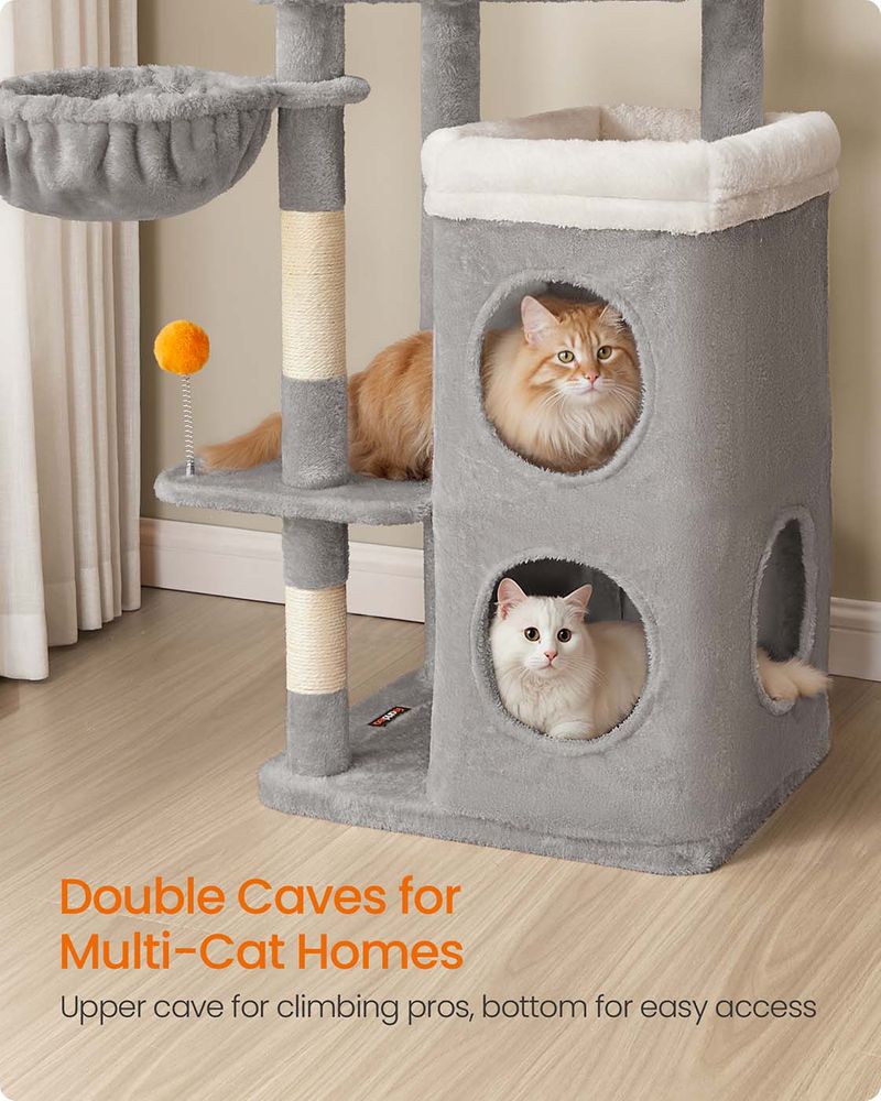 Twin Hideaway Cat Tower — Dove Grey