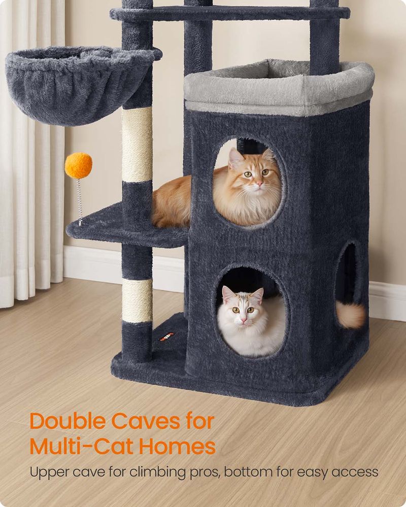 Twin Hideaway Cat Tower — Dark Grey